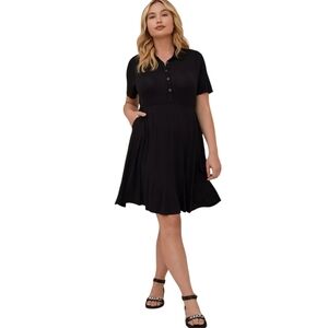 Torrid Black Ribbed Short Sleeved Dress Size 2